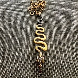 Rare Renee Lewis 18K Snake Diamond Ruby Necklace - Spectacular!